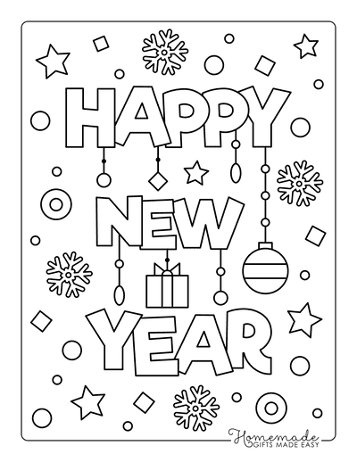 Free Happy New Year Coloring Pages for Kids