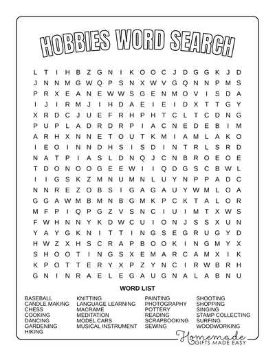 Free Word Search Printable Puzzles