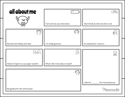 All About Me Simple Boxed Colorable Rainbow Landscape Middle School