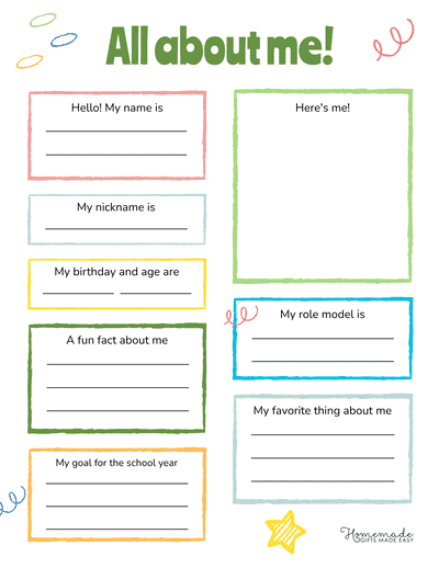 All About Me Simple Poster Upper Elementary Colored