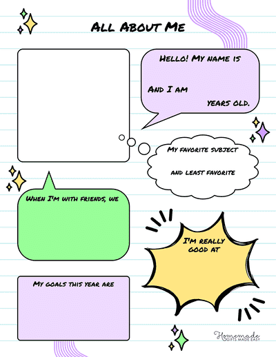 All About Me Speech Bubble Upper Elementary Color