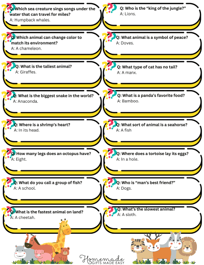 Animal Trivia Game Easy Questions Page1