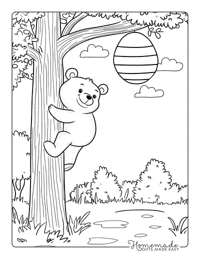 Bear Coloring Pages Cute Bear Climbing Tree