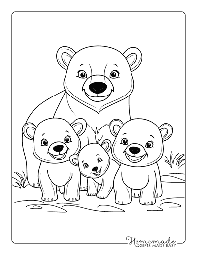 Bear Coloring Pages Cute Bear Family