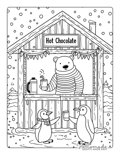 Bear Coloring Pages Cute Polar Bear Hot Chocolate Stand