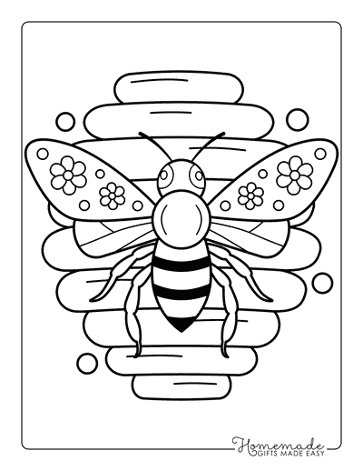 Bee Coloring Pages Cute Easy Bee and Hive Cutout