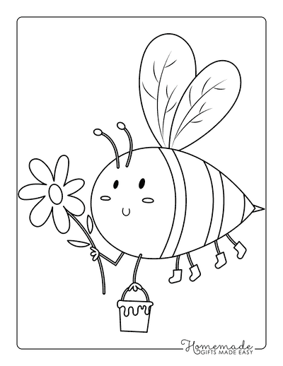 Bee Coloring Pages Cute Easy Bee Carrying Honey