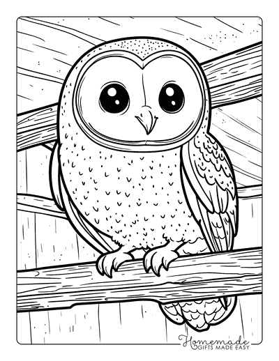 Bird Coloring Pages Cute Barn Owl in Barn