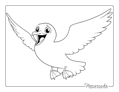 Bird Coloring Pages Cute Happy Seagull