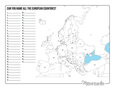 Blank Europe Map Simple Outlines Name Each Country