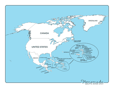 Blank North America Maps Simple Outlines Labelled Countries