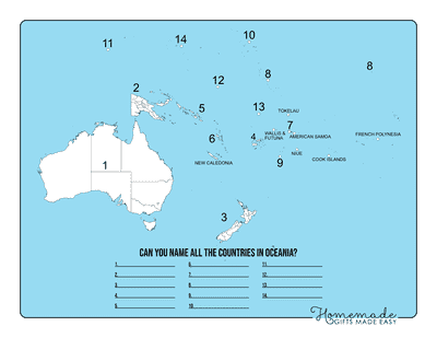 Blank Oceania Maps Simple Outlines Name Countries Worksheet