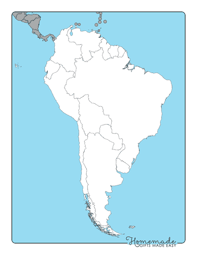 Blank South America Map Simple Outline Ocean Central America