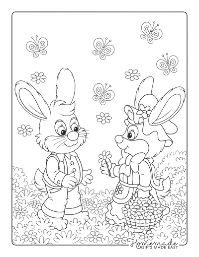 Bunny Coloring Pages Bunny Giving Flower