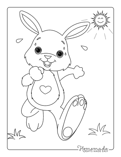 Bunny Coloring Pages Cute Bunny Running Outside