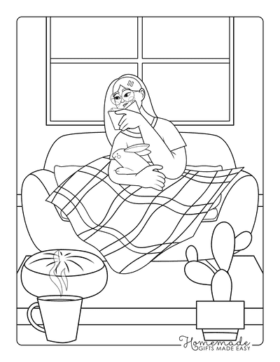 Bunny Coloring Pages Cute Pet Rabbit Cuddling With Owner