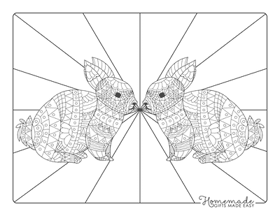 Bunny Coloring Pages Detailed Patterned Rabbit for Adults