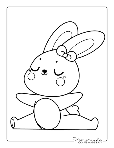 Bunny Coloring Pages Easy Cute Rabbit Doing Splits