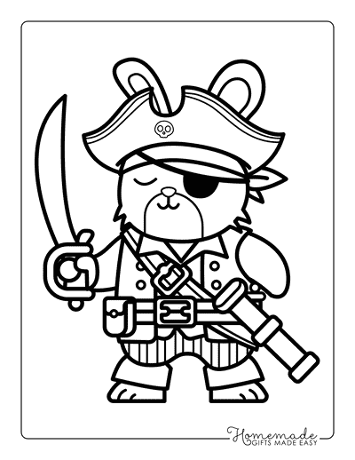 Bunny Coloring Pages Easy Cute Rabbit Pirate