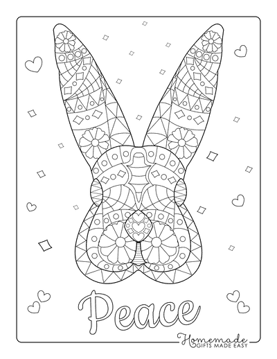Bunny Coloring Pages Patterned Bunny Head for Adults