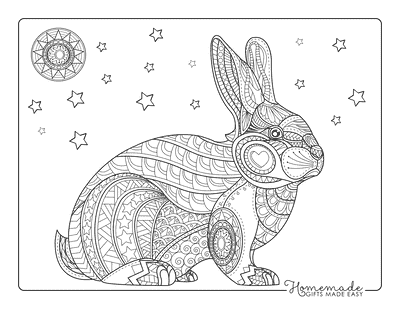 Bunny Coloring Pages Patterned Rabbit for Adults