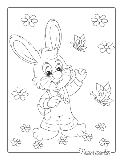 Bunny Coloring Pages Waving Bunny