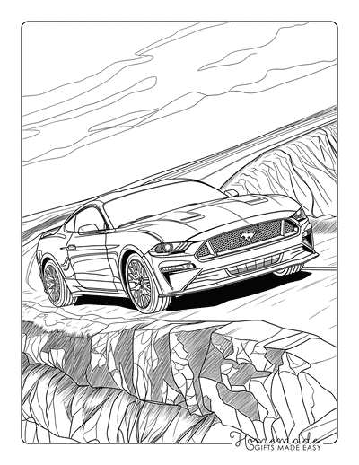 Car Coloring Pages Cliffside Ford Mustang