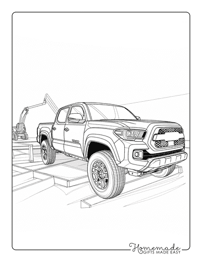 Car Coloring Pages Toyota Tacoma Construction Site