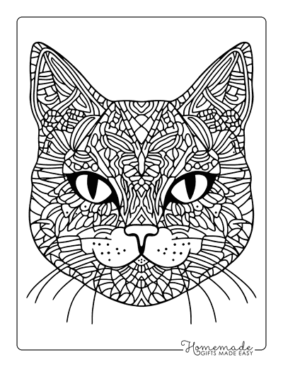 Cat Coloring Pages Cat Face Mandala