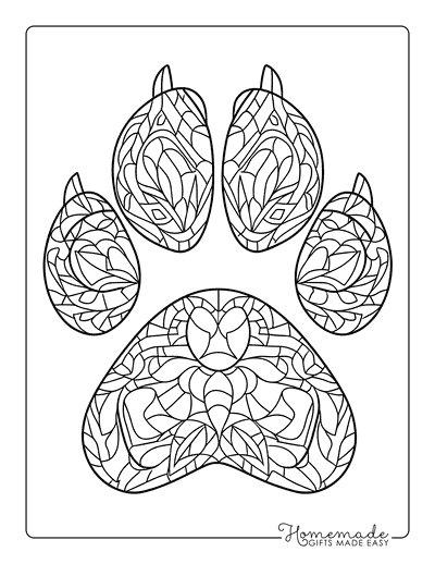 Cat Coloring Pages Cat Paw Mandala