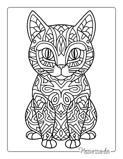 Cat Coloring Pages Simple Cat Mandala for Kids