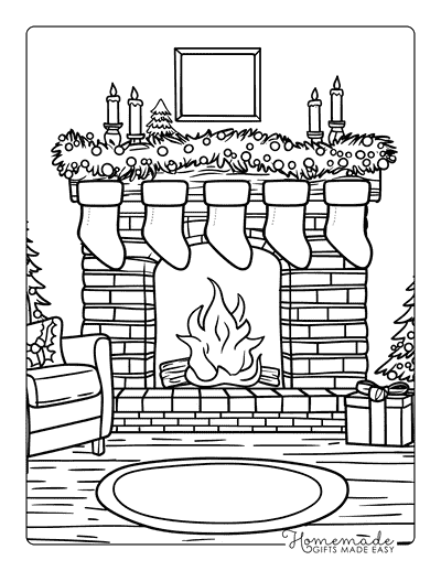 Christmas Coloring Pages Cozy Christmas Living Room Interior