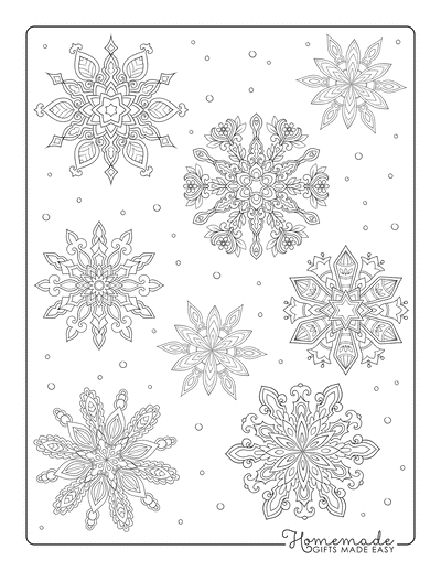 Christmas Coloring Pages for Adults Snowflakes Background