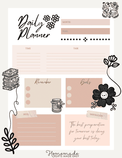 Cottagecore Aesthetic Daily Planner Goals and Tasks