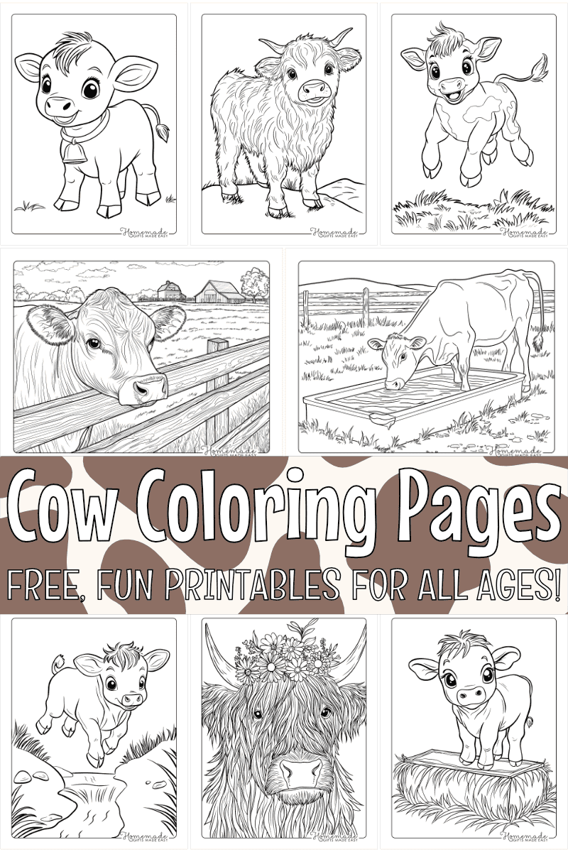 Free Cow Coloring Pages for Kids and Adults