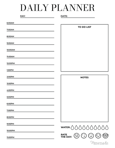 Daily Planner Template Portrait Simple Water Mood