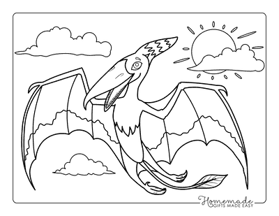 Dinosaur Coloring Pages Easy Flying Pterodactyl