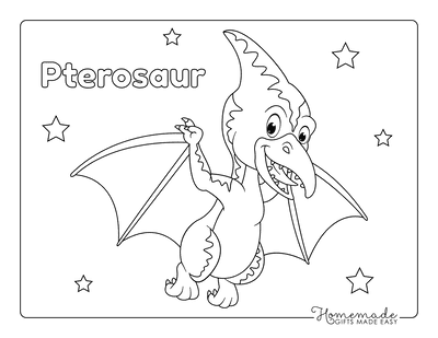 Dinosaur Coloring Pages Winged Flying Dinosaur for Preschoolers
