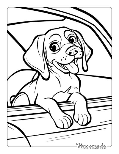 Dog Coloring Pages Beagle Looking Out Car Window