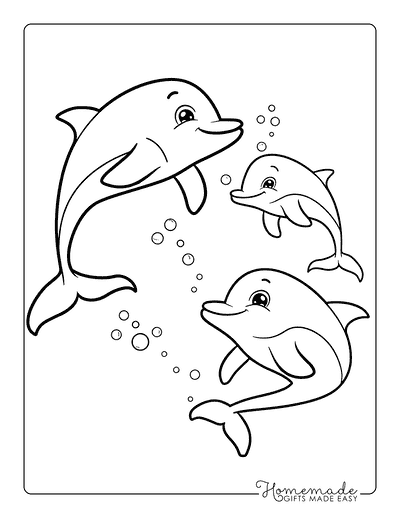 Dolphin Coloring Pages Cartoon Dolphin Family