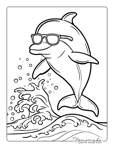 Dolphin Coloring Pages Cool Cartoon Dolphin Jumping Wave