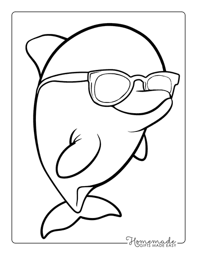 Dolphin Coloring Pages Cool Dolphin Sunglasses