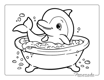 Dolphin Coloring Pages Cute Dolphin Taking Bath