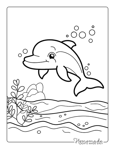 Dolphin Coloring Pages Cute Dolphin Underwater
