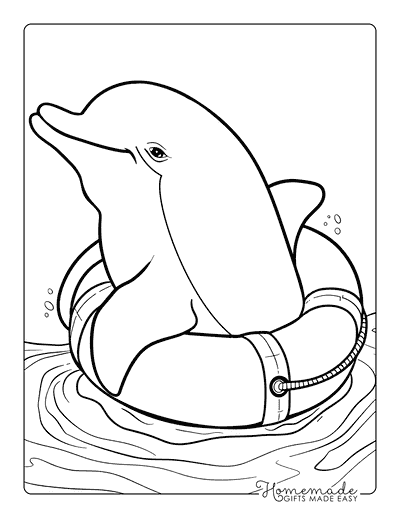 Dolphin Coloring Pages Dolphin in Life Preserver