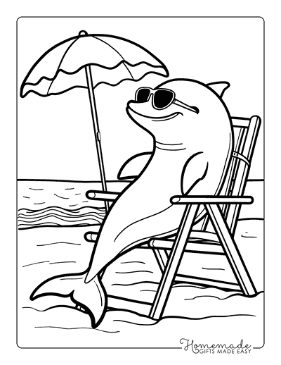 Dolphin Coloring Pages Dolphin Relaxing on Beach