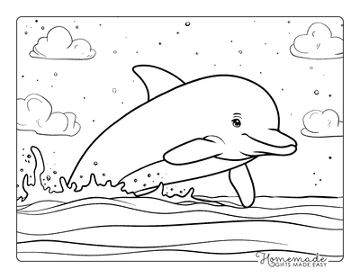 Dolphin Coloring Pages Majestic Dolphin Breaching Surface