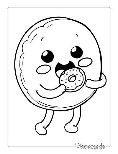 Donut Coloring Pages Cartoon Donut Eating Donut