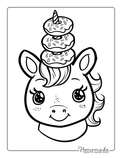 Donut Coloring Pages Cute Unicorn Donut Horn