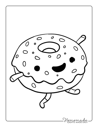 Donut Coloring Pages Dancing Donut